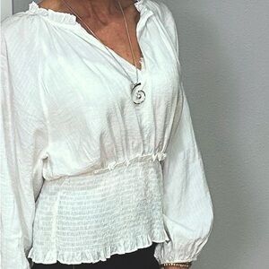 Mustard Seed Ivory Peplum Blouse